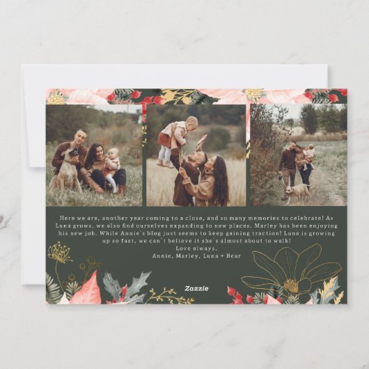 ピンクフローラアーチオメリーフォーフォトホリデーカード シーズンカード (裏面)