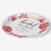 ピンクフローラアーチサマーブライダルシャワー ペーパープレート (アングル)