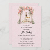 ピンクフローラアーチシャンペーンブランチ&バブリー 招待状 (正面/裏面)