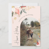 ピンクフローラアーチハッピーホリデーズファイブフォト シーズンカード (正面)