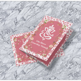 ピンクフローラアーチフレームインディアン結婚ズ 招待状