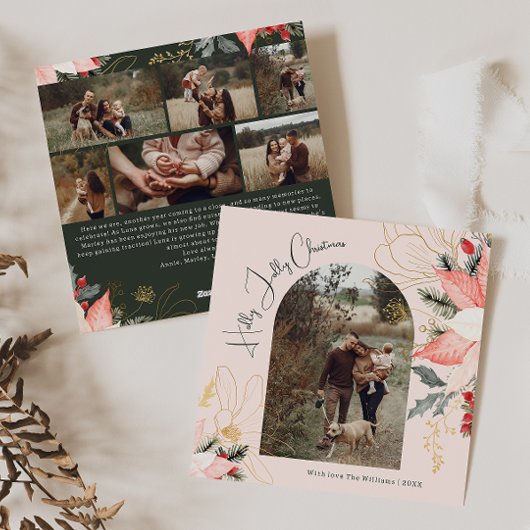 ピンクフローラアーチホリーすてきクリスマスセブン写真 シーズンカード