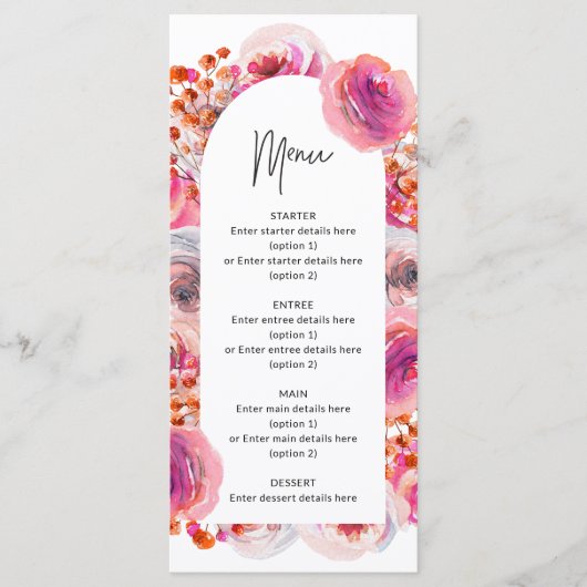 ピンクフローラアーチ花びら&プロセッコブライダルシャワー メニュー (正面)