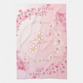 ピンクフローラアートソフト春開花美学 キッチンタオル (縦)