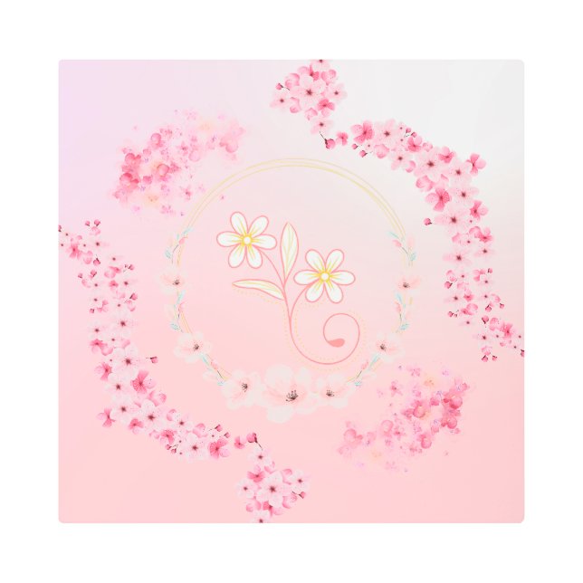 ピンクフローラアート，春賛美ズ メタルプリント (正面)