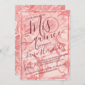 ピンクフローライラストレーションウォーターカラーキンセアニラ 招待状 (正面/裏面)