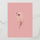 ピンクフローラインディアン結婚ピーコックバラ金ゴールド 箔招待状 (裏面)