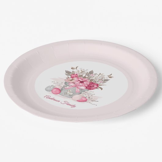 ピンクフローライースターブランチ卵狩りファミリー名 ペーパープレート (アングル)