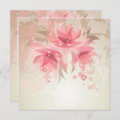 ピンクフローラウィムシー誕生日 招待状 (正面/裏面)