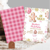 ピンクフローラウィンターギンガーブレッドハウス誕生日ガール 招待状