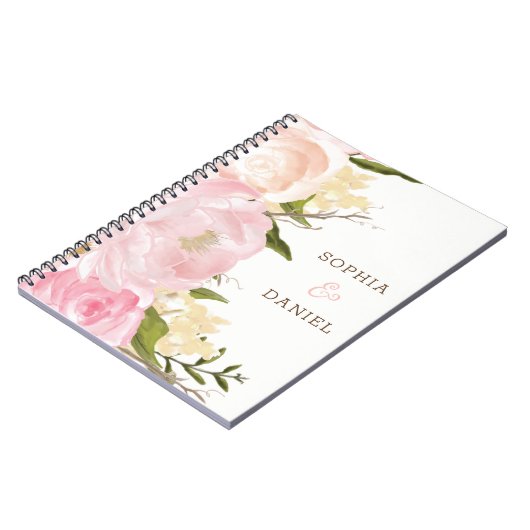 ピンクフローラウェディングプランナーノート ノートブック (左側)
