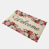 ピンクフローラウェルカムドアマット ドアマット (アングル)