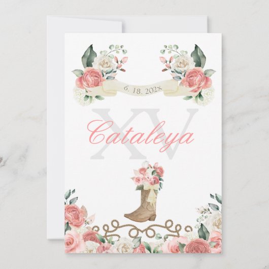 ピンクフローラウエスタンマリアチシャーロキンセアニラ 招待状 (裏面)