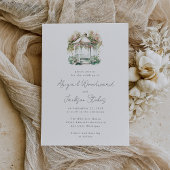 ピンクフローラウォーターカラーガゼボ結婚式招待状 招待状