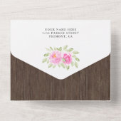 ピンクフローラウォーターカラーキリンウッドベビーシャワー オールインワン招待状 (裏面)