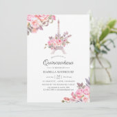 ピンクフローラウォーターカラーパリキンセニェラ写真 招待状 (スタンド正面)