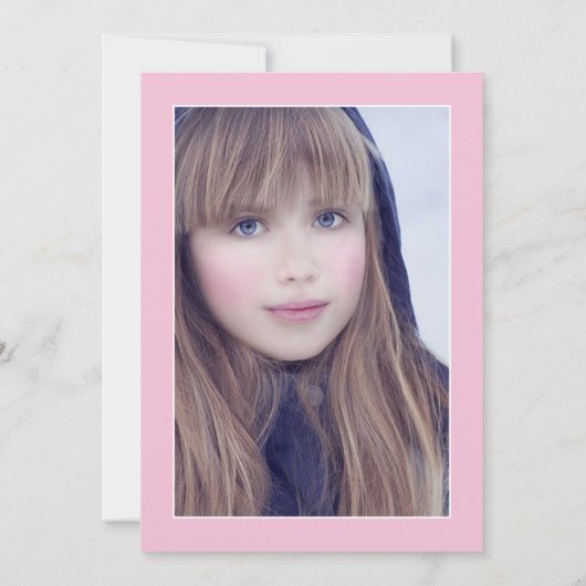 ピンクフローラウォーターカラーパリキンセニェラ写真 招待状 (裏面)