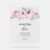 ピンクフローラウォーターカラーブライダルシャワーミモザバー アクリルサイン (正面)
