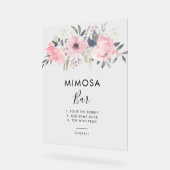 ピンクフローラウォーターカラーブライダルシャワーミモザバー アクリルサイン (傾斜)