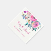 ピンクフローラウォーターカラーベビー&ブランチナプキン スタンダードカクテルナプキン (角)