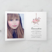 ピンクフローラウォーターカラーヴィンテージパリキンセアニラ 招待状 (内部)