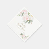 ピンクフローラウォーターカラー金ゴールドブライダルシャワーナプキンス スタンダードカクテルナプキン (角)