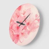 ピンクフローラウォールクロック – ピンクブロッサムホームデコール ラージ壁時計 (傾斜)