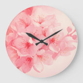 ピンクフローラウォールクロック – ピンクブロッサムホームデコール ラージ壁時計 (正面)