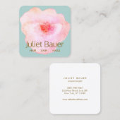 ピンクフローラウオーターカラー美しいサロンスクエアブシン スクエア名刺 (正面/裏面)