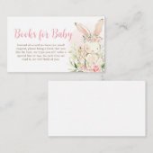 ピンクフローラウサギ赤ちゃんシャワーベビー本 エンクロージャーカード (正面/裏面)