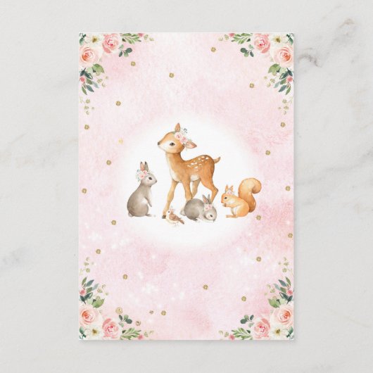 ピンクフローラウッドランドディアバニーブックスベビー エンクロージャーカード (裏面)
