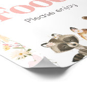 ピンクフローラウッドランド動物赤ちゃんシャワーフード ポスター (角)