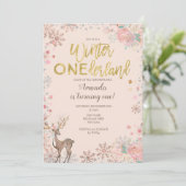 ピンクフローラウッドランド鹿ベビーシャワー招待状 招待状 (スタンド正面)