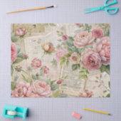 ピンクフローラエエレガントフェラインスパイアヴィンテージ 薄葉紙 (クラフト)