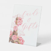 ピンクフローラエッフェルタワーカードギフトブライダルシャワー 台座サイン (正面)