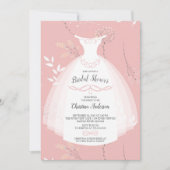 ピンクフローラエレガンスブライドガウンブライダルシャワー 招待状 (正面)