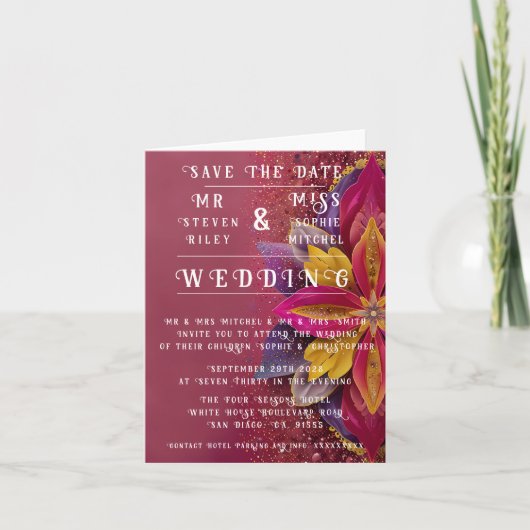 ピンクフローラエレガンス結婚ズコレクション 招待状 (正面)