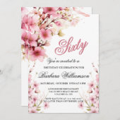 ピンクフローラエレガンス60thバースデーパーティー 招待状 (正面/裏面)