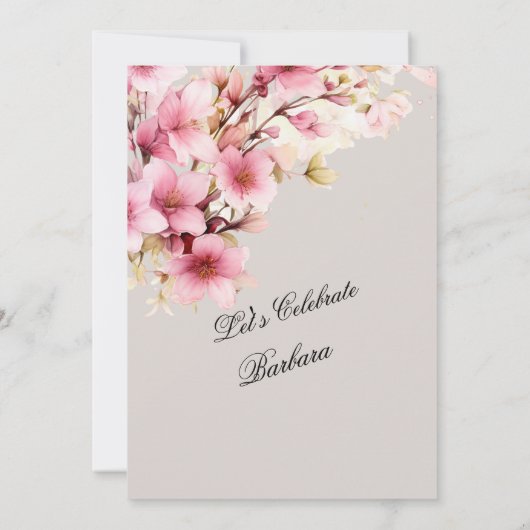 ピンクフローラエレガンス80thバースデーパーティー 招待状 (裏面)