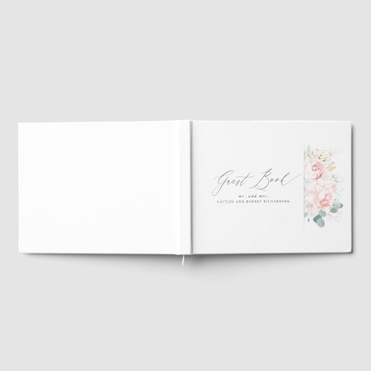 ピンクフローラエレガントウェディングゲストブック ゲストブック (全面)