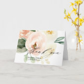 ピンクフローラエレガントウェディング婚約ありがとう カード (黄色い花)