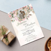 ピンクフローラエレガントウェディング招待状 招待状