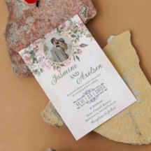 ピンクフローラエレガントウェディング招待状