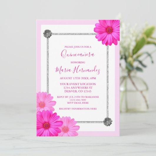 ピンクフローラエレガントキンセアニェラ 招待状 (スタンド正面)