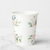 ピンクフローラエレガントパーソナライズされたブライダルシャワー 紙コップ (左)