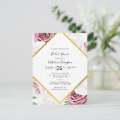 ピンクフローラエレガントブライダルシャワー インビテーションポストカード (スタンド正面)