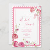 ピンクフローラエレガントブライダルシャワー 招待状 (正面)