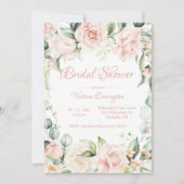 ピンクフローラエレガントブライダルシャワー 招待状 (正面)