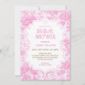 ピンクフローラエレガントブライダルシャワー 招待状 (正面)