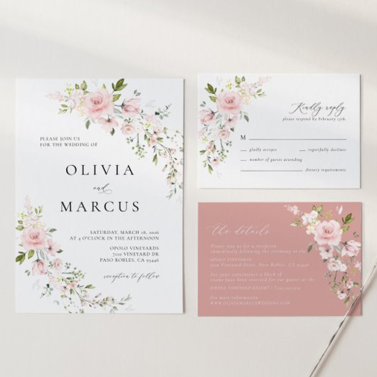 ピンクフローラオリーブ結婚の詳細エンクロージャカード エンクロージャーカード